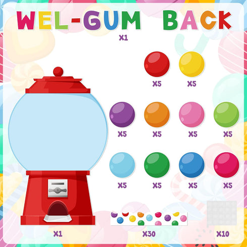 WATINC 105Pcs Back to School Gumball Machine Cutouts, Colorful Bubble Gumballs Bulletin Board Decoration Set