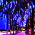 30cm 8-Tube Falling Rain Meteor Shower Christmas Lights, Blue Outdoor Icicle Shooting Star Lights
