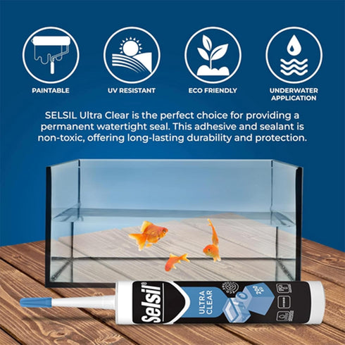 SELSIL Ultra Crystal Clear Mounting Adhesive & Sealant, 100% Transparent Waterproof Adhesive (9.8 fl oz/290 mL)