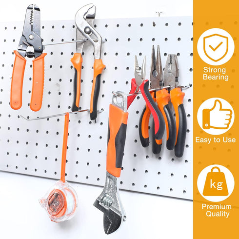 100 Pack Stainless Steel Peg Board Hooks, 8 Inch Hanging Holders for 1/8 and 1/4 Pegboard, Garage Storage Organizer