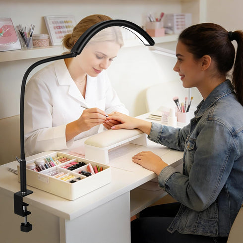 Dimmable Half Moon Light for Nail Desk, Lamp with Clamp for Manicure, Nail Techs, Study, Work, Jewelry, Tattoo.