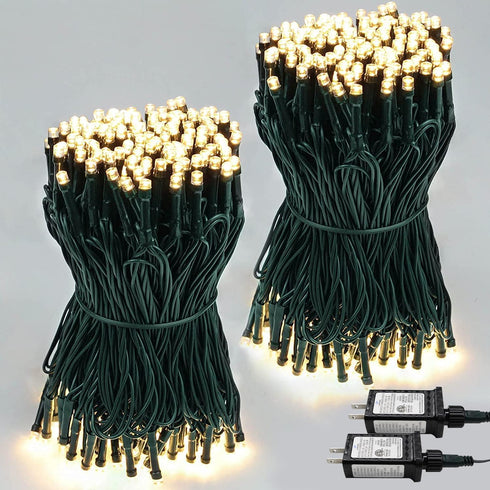 2-Pack 66FT 200 LED Christmas Lights, 13 Modes Extendable Christmas Tree Lights