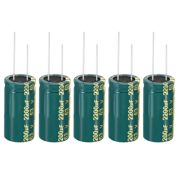 PATIKIL 63V 2200uF Electrolytic Capacitors, 5Pcs High Frequency Aluminum Capacitors for Electronics