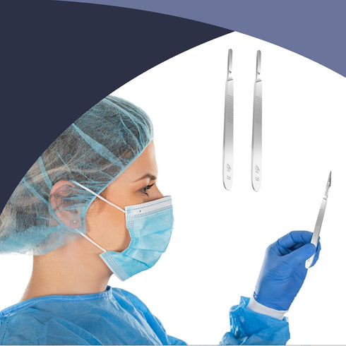 2pcs Scalpel Handle #3, Stainless Steel Scalpel Knife Handle for Surgical Blades No. 10, 11, 12, 15