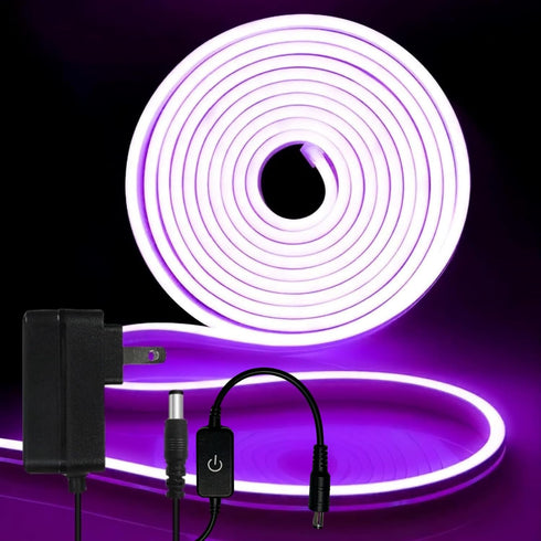 iNextStation 12V Purple LED Strip Lights 16.4FT, Flexible Silicone Neon Rope Light