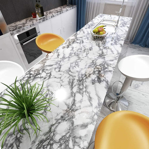 YENHOME 17.7"X118" Gray Marble Wallpaper Peel and Stick Contact Paper for Waterproof Kitchen and Bathroom Countertops.