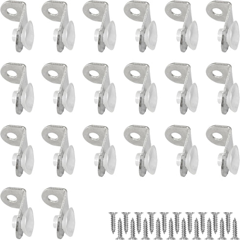 Runseaway 20Pcs Glass Shelf Right Angle Fixing Clip Bracket with Suction Cup, Wall
