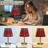 Dimmable ALAZA Table Lamp for Bedroom Nightstand Red Tartan Buffalo Plaid Checkered Bedside Lamp with USB Port Fabric