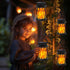 2 Packs Solar Lights for Outside, Upgraded Solar Lanterns Flickering Flame Outdoor Waterproof Hanging Lanterns