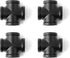 1/2" Black 4-Way Cross Fitting Connector, Home TZH 4-Pack Cast Malleable Iron