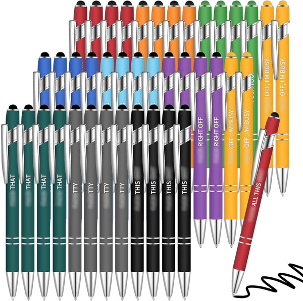 Teling Snarky Office Pens, Funny Ballpoint Pens with Rude Quotes, Vibrant Negative Passive Positive Message Pens