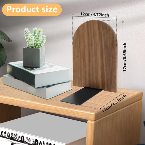 ZJRDYYK Wood Book Ends, Non Skid Desk Book Stands, Decorative Books Holder Creative BookStopper Sturdy Desk BookEnds