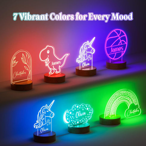 Personalized Baby Gift Name Night Light for Kids Girls Boys Nursery Decor with Stars & Cloud Acrylic Light - Includes