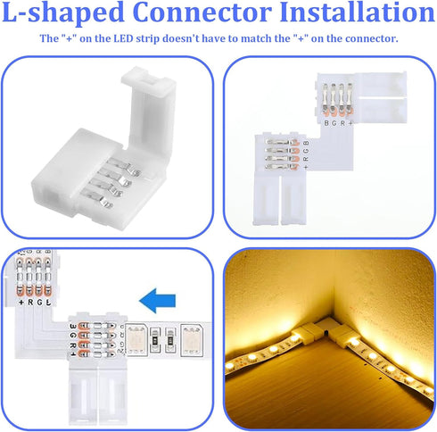 SynHHergyx 42 4 30 10mm 8 4 Pcs Pin LED Strip Connector Kit with Solderless LED Light Connectors for Wide RGB LEDs