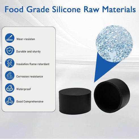 25 3/8" (10 mm) Pcs Round Chair Leg Tips Caps, Silicone Rubber Furniture Leg Floor Protectors, Reduce Noise Folding