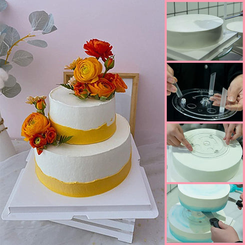 QPEY Cake Sticks Support Rods with 4PCS White Plastic Cake Separator Plates, 32 PCS Rods for Multi-Tiered Cake