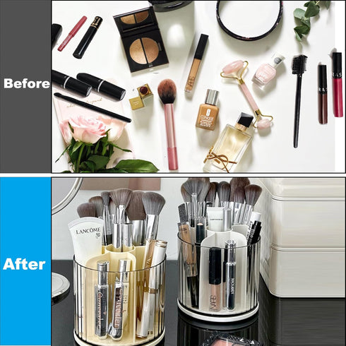 Marte Vanci 360 Degree Rotating Pen Pencil Holder, 6 Slots Desk Organizer for Makeup, Painting Brush, Craft Storage Bin