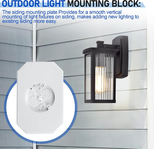 Siding Mounting Block 8141DBL, Outdoor Light Mount Kit with Electrical Box for 1/2 inch Lap Double Siding