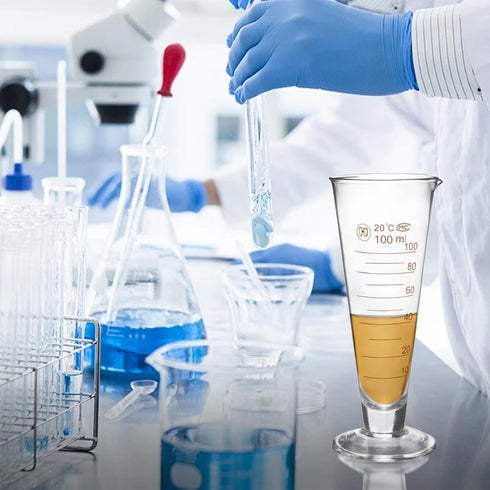 Professional Lab Graduated Measuring Cup with Spout, 100ml Wide Mouth Glass Conical Beaker