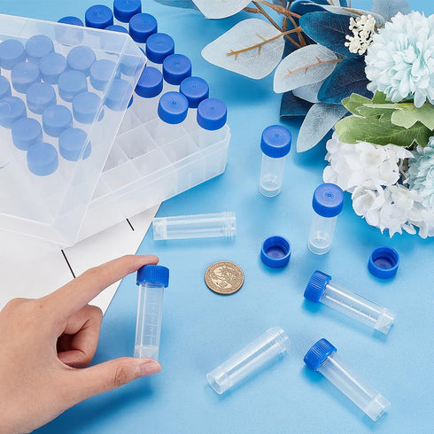 OLYCRAFT 36Pcs 5ml Cryo Tubes with Screw Caps, Small Sample Test Tubes with Storage Box