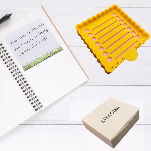 Cute Sticky Notes Holder with Stencil, Wavy Self-Stick Notepad Holder, Note Dispenser for Desk