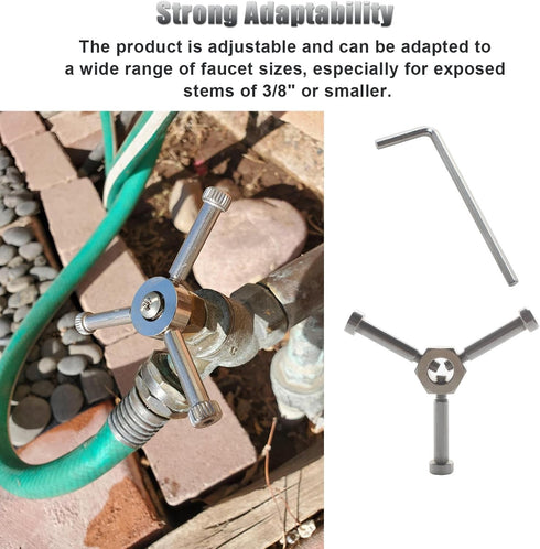 3/8" Adjustable Water Shut Off Replacement Handle for Outdoor Garden Faucet, Spigot, Hose Bib, Round Wheel, Upgraded