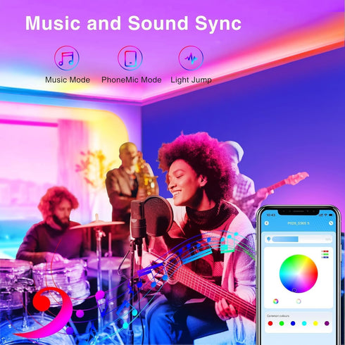 200ft (APP+Remote+Mic/2 TJOY Bluetooth LED Strip Lights, Long Strip Lighting Music Sync, RGB Color Changing LED Lights