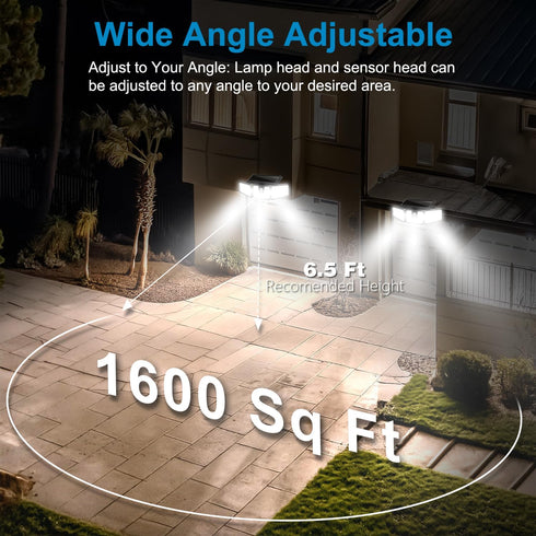 2 Pack 3 270 IP65 AmeriTop Solar Lights Outdoor, LED High Brightness Cordless Solar Motion Sensor Lights; Adjustable