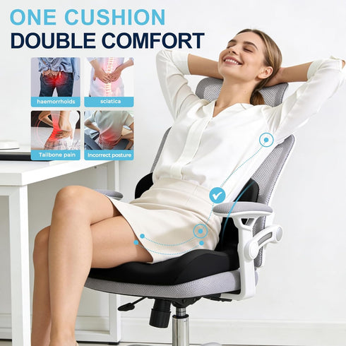 BANKQF Seat Cushion for Office Chair and Car, L-Shaped Ergonomic Car Seat Cushions, Memory Foam Chair Cushion, Lumbar