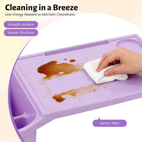 LIWBYYG 6 Pcs Kids Lap Desk Tray, Plastic Breakfast Lap Desk Trays with Side Pockets and Slot Portable Lap Bed Table