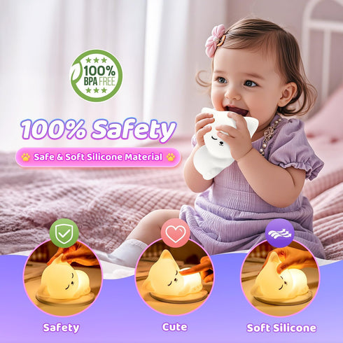 Kids,16 Lamp,Dimmable Night Light for Colors Cat Lamp Cute Baby Night Lights for Nursery,Silicone Rechargeable