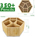 Bamboo Art Supply Organizer, Back to School Supplies, Hold 350+ Pencils, Rotating School Supplies Holder for Pen, Colored Pencil, Art Brushes, Desktop Storage Caddy for Classroom & Art Studio by Houtingmaan