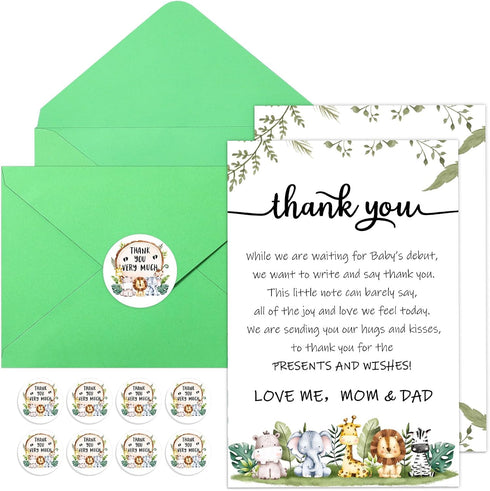 Chuangdi 50 Sets Baby Shower Thank You Cards with Envelopes and Sticker 50