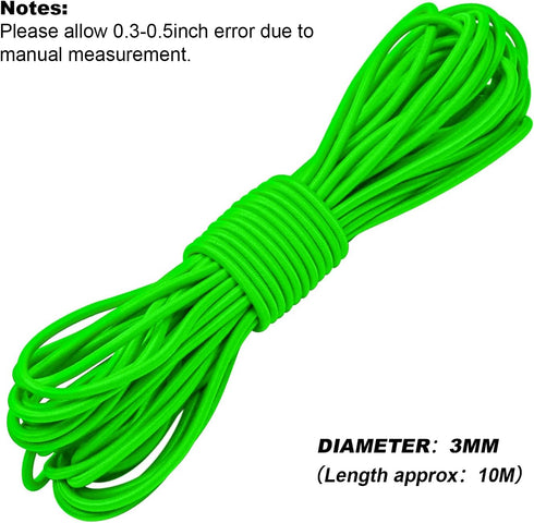 1/8" Bungee Shock Cords,32 Feet Elastic Nylon Cords Kayak Stretch String Rope for Bikes,Tie Downs,Boating,Camping,Cars,Fitness and Outdoor Enthusiasts (1/8 inch x 32 Ft, Neon Green) by Bac-kitchen