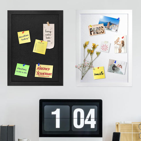 White Cork Board Bulletin Board - 15"x11" Wood Framed Display with Felt for Home, Kitchen, Office, School