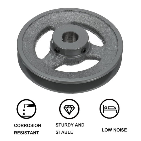 uxcell BK55-5/8 V-Belt Sheave, 5/8" Bore, 5.25" OD Single Groove Cast Iron Sheave for 3L or B Belt