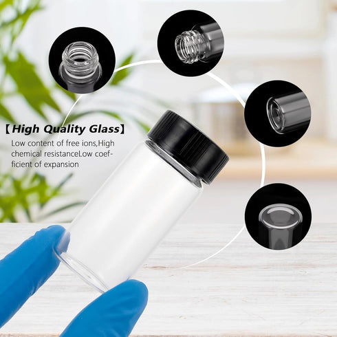 20-Pack 20ml Glass Vials with Screw Caps, Small Vials for Essential Oil and Specimen Samples