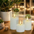 3Pack Flameless Candle in Glass, Flashing LED Pillar Real Wax Fake Candle with Remote Control and Timer, Battery
