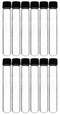 EISCO 12PK Test Tubes 50ml - Borosilicate 3.3 Glass, Round Bottom, Leak Proof, Bakelite Screw Cap with Rubber Liner