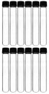 EISCO 12PK Test Tubes 50ml - Borosilicate 3.3 Glass, Round Bottom, Leak Proof, Bakelite Screw Cap with Rubber Liner