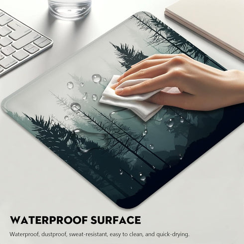 Monochromatic Forest Landscape Digital Art Mouse Pad - Serene Pine Tree Design for Computers Laptop