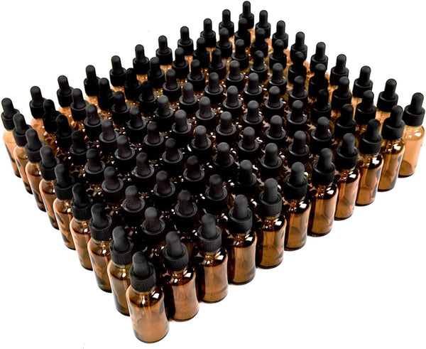 YoleShy 1oz Glass Dropper Bottle, 50 Pack Amber Glass Bottles with Droppers and Black Caps for Essential Oils