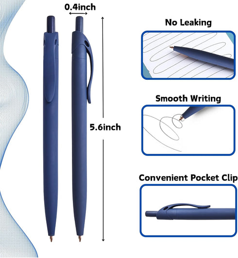 BallPoint Pens, 50 Pack (BLACK Ink), Bulk Pens with Navy Blue Barrel, Retractable Medium Point for Office Home