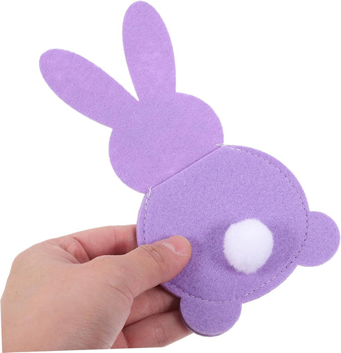 4pcs PRETYZOOM Easter Bunny Cutlery Holder Bags Adorable Tail Design for Festive Table Decor for Dinner Parties