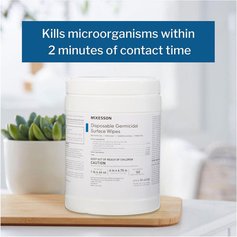 McKesson Germicidal Wipes - Alcohol Disinfecting Wipes, Hospital Grade Multi-Surface Wipes, 160 Wipes, 1 Pack