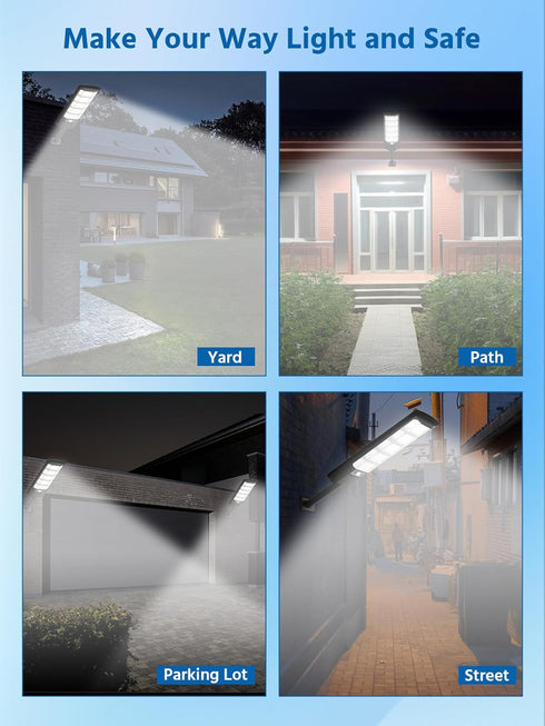 6500K IP67Waterfroof, 240PCS 5730LEDs Solar Street Light Outdoor Solar Flood Lights Outdoor Dusk to Dawn, Security