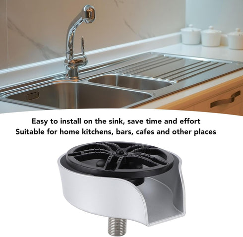 G1/2 Glass Rinser Automatic Rotating Cup Washer, High Pressure Jet Sprayer with Thread, Stainless Steel Sink Mounted