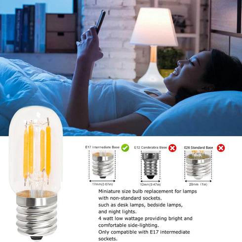 E17 Bulb Bulbs 120V 4W 450LM 3000K CRI90 Jensense LED Appliance for Under Microwave Over Stove Range Hood Bright