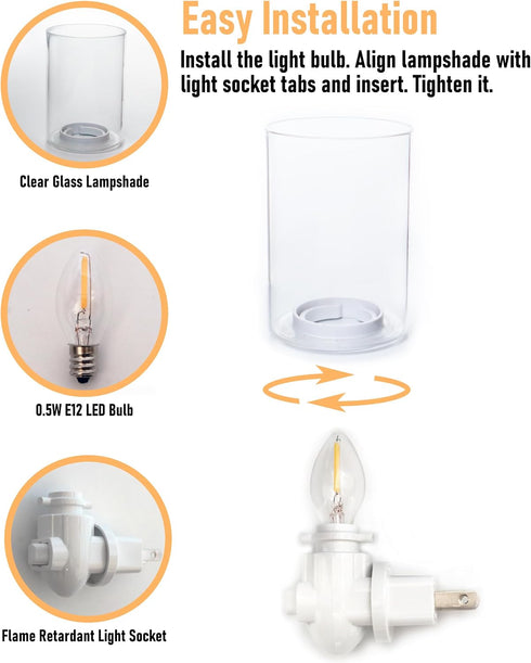 2-Pack 0.5W Modern Plug in Night Light with On Off Switch, LED Night Lights Plug into Wall Socket, Warm Baby Nursery