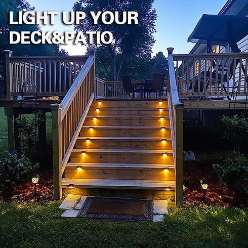 MAIXI 4 16-Pack) Solar Deck Lights Outdoor, PCs LED Solar Fence Lights Waterproof, Garden Decorative Solar Step Lights
